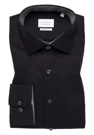 ETERNA - Original Shirt Popeline Langarm schwarz - Gr. - 45/Langarm - 65cm