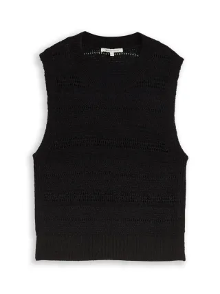 Denim Tom Tailor - Pullunder mit Lochmuster deep black - Gr. - M