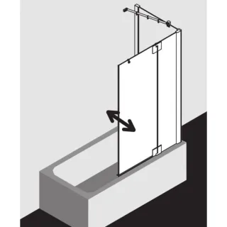 Kermi Pasa XP Schwingflügel mit Festfeld PXDTR080151AK 80x150cm, silber mattglanz, ESG klar, rechts