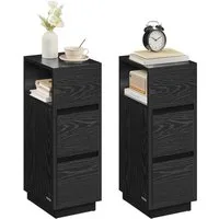VASAGLE Nachttisch (2-St), 1er Set/2er Set, schmal, Beistelltisch mit 2 Schubladen, offenes Fach