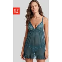 Vivance by Lascana Negligé Thea aus transparentem Soft-Mesh mit Blumen aus Stickereispitze, Reizwäsche
