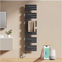 EMKE Elektrischer Badheizkörper Handtuchheizkörper mit Heizstab Wandheizung Seitenanschluss, Anthrazit 4 Heizmodi, IPX4, Kindersicherung 400W~1000W
