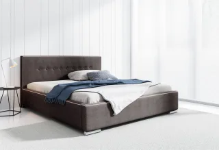 Polsterbett Doppelbett DEVIN Komplettset Polye... Graubraun 180x200cm