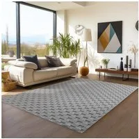 Teppium Teppich Bouclé-Teppich im skandinavischen Stil mit Karomuster, Rechteckig, Höhe: 20 mm, Kurzflor Schlingen Teppich Grau Boucle-Loop Wohnzimmer Teppich