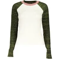Desigual Strickpullover Weißer Damenpullover mit Rundhals und kontrastierenden Details