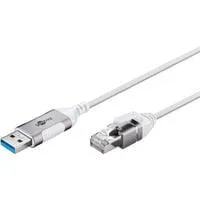 Ethernet-Adapterkabel USB-A 3.2 Gen1 > RJ-45, Slim weiß, 1 Meter