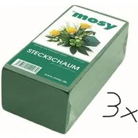 mosy Bastelmoos Steckschaum-Ziegel, 3 Stück, Nass-Steckmasse f. Blumen-Gestecke, Steckmoos, Steckschwamm, nass, Frischblumen