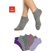 LASCANA ACTIVE Sneakersocken Damen Sportsocken, Kurzsocken ohne Frottee Laufsocken (Packung, 6-Paar, Gr. 35-38 bis 39-42) mit eingestricktem Marken Logo