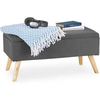 relaxdays Polsterbank Gepolsterte Sitzbank mit Stauraum (1-St), grau