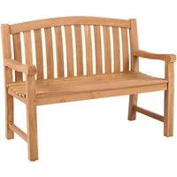 MR.DEKO Gartenbank Teak Swindon – 2-Sitzer Bank, ergonomisch, wetterfest (2-Sitzer Bank, zerlegt geliefert, ideal für Terrasse, 1-St), Massive Sitzbank Garten und Balkon, 250 kg belastbar