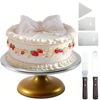 SURFOU Tortenplatte Drehbar Tortenständer mit Fuß Drehteller Torte Drehteller, 31CM Tortendrehteller Kuchenständer Cake Turntable für Backen Gebäck
