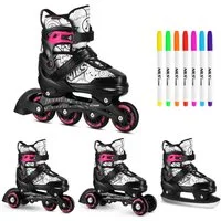 NILS EXTREME Inlineskates 4 in 1 Inliner verstellbare Skates Schlittschuhe Rollschuhe TINTY Rosa, gestalte die Skates nach deinen Wünschen
