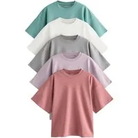 Next T-Shirt 5 T-Shirts mit Kastensilhouette Baumwolle – Petite (5-tlg)