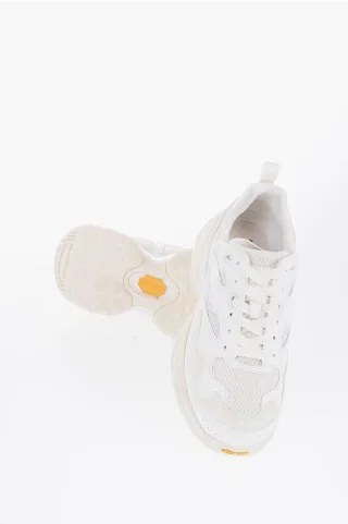 CROQUIS Einfarbige Low-Top-Sneaker aus Mesh und Wildleder in Weiß