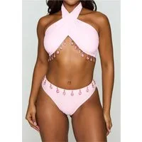 Moda Minx Bikini-Hose Hera Fixed Droplet High Waist Bikini Bottom (1-St., Panty) mit edlen Schmuckelementen