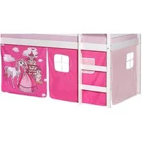 IDIMEX Vorhang PRINZESSIN, Hochbett Vorhang mit Prinzessin und Einhorn 3 teilig, 2 Fenster pink