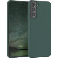 EAZY CASE Handyhülle für Samsung Galaxy S21 5G Hülle Silikon 6,2 Zoll, Silikon Schutzhülle mit Kameraschutz kratzfest bumper Grün / Nachtgrün