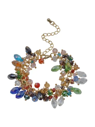 Steuer Modeschmuck Armband goldfarben mit bunten Glassteinen