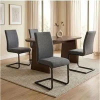 IDIMEX Esszimmerstuhl LETICIA (4 St), Schwingstühle modern für 4 Personen gepolstert Stoffbezug Anthrazit
