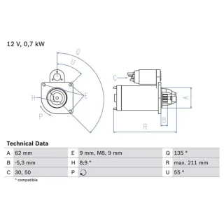 Bosch Anlasser Citroen Peugeot 0986017930
