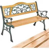 tectake Gartenbank Sitzbank Kathi 2-Sitzer aus Holz und Gusseisen 124x60x83cm, 2-Sitzer