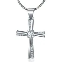 NAHLE Kreuzkette Kreuz Silberkette Kreuz Kette Zirkonia 925 Silber Halskette (inklusive Schmuckbox), 925 Silber Anhänger mit Zirkonia Steinen - rhodiniert