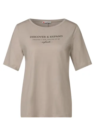 Street One - T-Shirt mit Wording morning beige - Gr. - 36