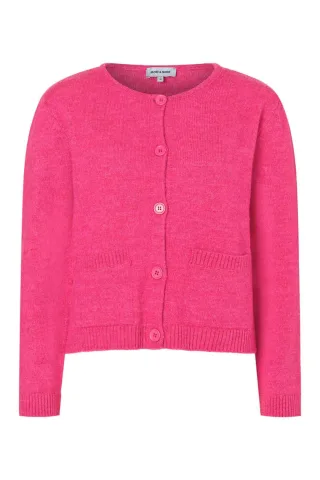 MORE & MORE - Strickjacke mit Taschen pink - Gr. - 46