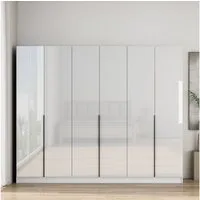 OTTO home Kleiderschrank Annor Schlafzimmerschrank Breite 242cm hochglanz Schrank Garderobe (mit 2 großen Innenspiegeln an den Türinnenseiten) Drehtürenschrank mit perfekter Innenausstattung - elegante Türgriffe