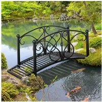 Outsunny Zierbrücke Gartenbrücke mit Sicherheitsgeländer bis 100 kg belastbar, (Gartenbrücke, 1 St., Teichbrücke), für Garten Park Hinterhof 102 x 48 x 49 cm Schwarz