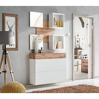 ASM-Moebel Garderoben-Set Flurgarderobe EASY V mit Spiegel und Push-Click System 2 Varianten, Mit Spiegel und Push-Click System