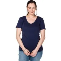 Sheego T-Shirt T-Shirt Kurzarm aus fein gerippter Qualität