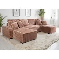 COLLECTION AB Wohnlandschaft Manhattan U-Form, B: 313 cm, in Breit- oder Normalcord, Bettfunktion, Bettkasten & Zierkissen, Federkern