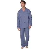 Robson Schlafanzug Herren Pyjama geknöpft (2 tlg) Baumwolle