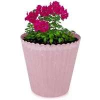 matches21 HOME & HOBBY Blumentopf Blumen-Topf alt-rosa geriffelt als Outdoor Pflanzen-Topf rund 13 cm (1 St), Pflanztopf als Wohnzimmer Übertopf und draussen Pflanzgefäß