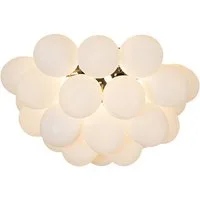 Qazqa Deckenleuchte Uvas, ohne Leuchtmittel, Warmweiß, QAZQA Deckenleuchte, g9, Weiß, Glas, Design