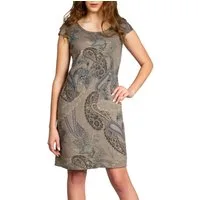 Caspar Sommerkleid SKL022 Damen Sommer Leinenkleid mit Paisley Print bis Größe 50 Luftig leicht, figurumspielende Form, mit seitlichem Jersey-Einsatz