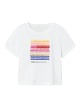 NAME IT - NKFHAMBI SS LOOSE SHORT TOP BOX bright white - Gr. - 146/152