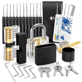 36pcs Lock Pick Set Transparent Training Locks Lock Picking Practice Kit Anti Slip Grip Lock Picks High Precision Cylind