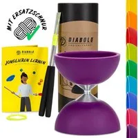 Diabolo Freizeitsport Diabolo Set Basic - inkl. Alu-Handstäben, Ersatzschnur, Anleitung, (1-tlg), Diabolo Set Basic lila Kinder ab 5 mit Stäben Anleitung Ersatzschnur
