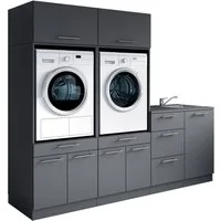 Laundreezy Mehrzweckschrank-Set Laundreezy, 6-tlg. Mehrzweckschrank-Set B/H/T 236/200/68 cm, (6-St), Breite 236 cm, Soft-Close-Funktion, höhenverstellbare Füße