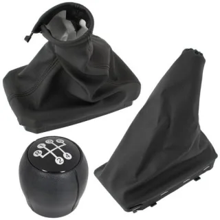Schaltknauf Knauf 5-Gang Schaltmanschette Manschette + Rahmen + Bezug Handbremse in Schwarz für Opel Corsa C 2000-2012