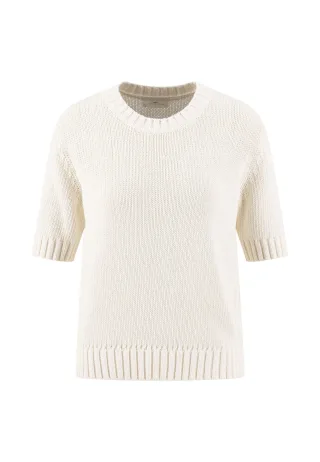 FYNCH-HATTON - SHORT SLEEVE KNIT TAPE YARN SOLID milk - Gr. - M
