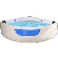 TroniTechnik Whirlpool-Badewanne PAROS 150 cm x 150 cm,Whirlpoolpumpe,Unterwasser LEDs, inkl. Zubehör, (inkl. Zubehör, vormontierte Badewanne mit Unterwasser LED), Premium Whirlpoolpumpe, Unterwasser LED, Massagedüsen