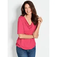 GOLDNER T-Shirt Blusenshirt mit Wasserfallausschnitt Elegantes Viskoseshirt mit Gummibund und Halbarm