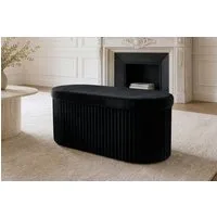 riess-ambiente Polsterbank ÉLAN 80cm schwarz - Samt, Sitzbank, mit Stauraum, faltbar, flexibel (Einzelartikel, 1-St), Eleganter Sitz mit Steppung - ideal für stilvolle & moderne Wohnräume