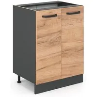 Vicco Unterschrank R-Line, Goldkraft Eiche/Anthrazit, 60 cm ohne Arbeitsplatte (1-St)