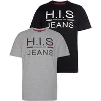 H.I.S Rundhalsshirt (Packung, 2er-Pack) schmal geschnitten, bedrucktes Design, Rundhals, aus Baumwolle
