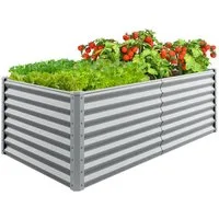 COSTWAY Hochbeet, Pflanzkasten, rechteckiges Frühbeet, Blumenbeet, Metall