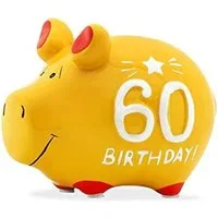 Wurm Spardose KCG Sparschwein "60 Birthday!" Keramik Gelb/Rot/Weiß 12,5x9x9cm